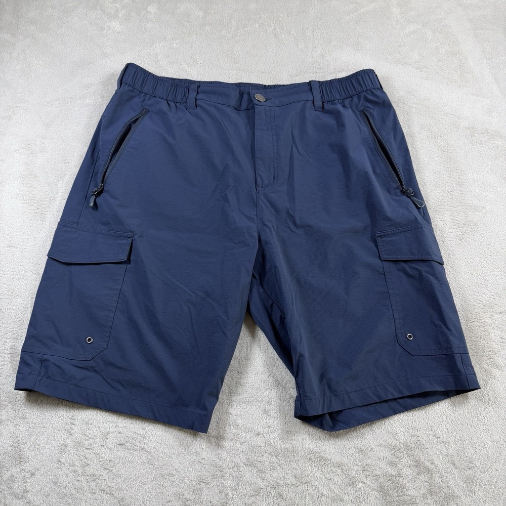 Maskert Mens XXL Navy Blue Cargo Hiking Shorts Lightweight Nylon Spandex Stretch